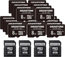 8GB Micro SD Card 20-Pack, Full HD Video, Surveillance Security Cam Action Camera Drone, 80Mb/S Micro SDHC Class 10, with Adapters
