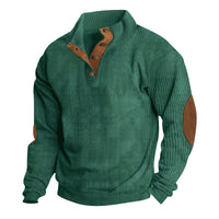Casual Stand-Collar Long Sleeve Pullover Sweatshirt for Men Fashion Solid Color Striped Design Loose Tops