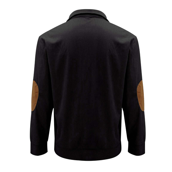 Casual Stand-Collar Long Sleeve Pullover Sweatshirt for Men Fashion Solid Color Striped Design Loose Tops