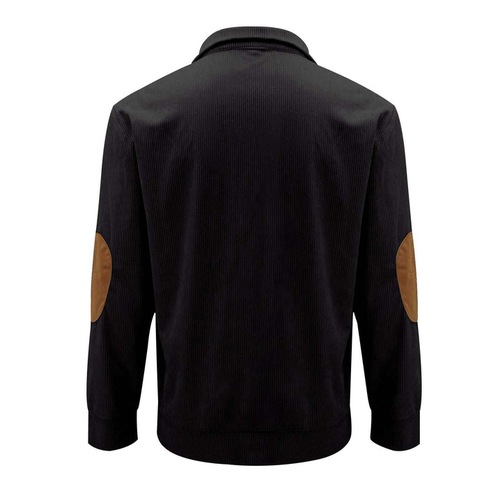 Casual Stand-Collar Long Sleeve Pullover Sweatshirt for Men Fashion Solid Color Striped Design Loose Tops