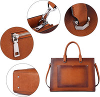 Leather Briefcase for Women Laptop 15.6 Inch Professional Business Work Ladies Computer Handbag Shoulder Bag Two-Toned Brown