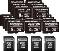 8GB Micro SD Card 20-Pack, Full HD Video, Surveillance Security Cam Action Camera Drone, 80Mb/S Micro SDHC Class 10, with Adapters